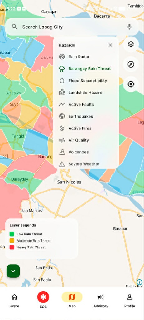 ALISTO Citizen App GIS Hazard Map View