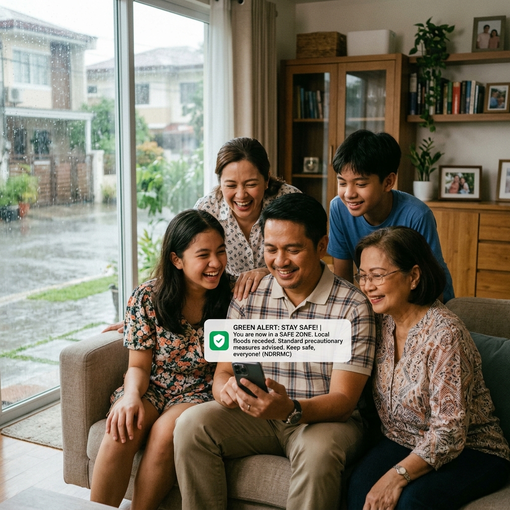 Filipino family receiving ALISTO safety alert