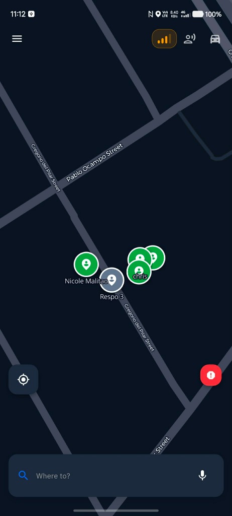 ALISTO Rapid App Live Responder Map Screen